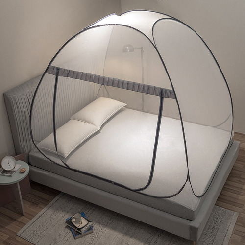 Mosquitero Plegable Cama 1.8x2x1.5m, Sin Necesita Colgarse Gris