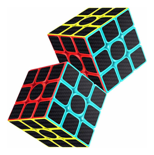 2 Piezas De Fibra De Carbono 3x3x3 Cubo De Rubik