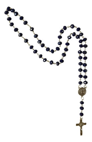 Rosario Cristal De Roca Azul Oscuro San Benito
