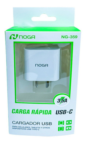 Cargador Adaptador Noga Usb Tipo C Carga Rapida