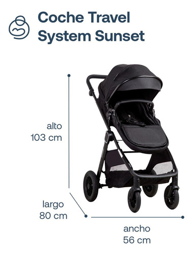 Carriola Bebesit Travel System Sunset Isofix Negro