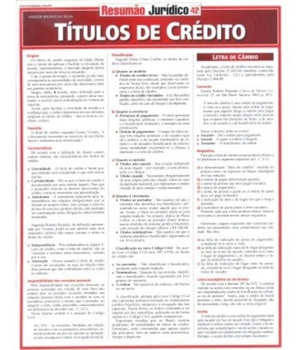 Títulos De Crédito: Títulos De Crédito, De Silva Da., Vol. Não Aplica. Editora Resumao, Capa Mole Em Português
