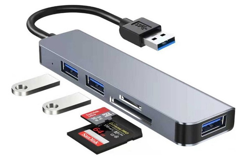 Adaptador Hub 5 En 1 Usb A Sd/tf+usb3.0+usb2.0