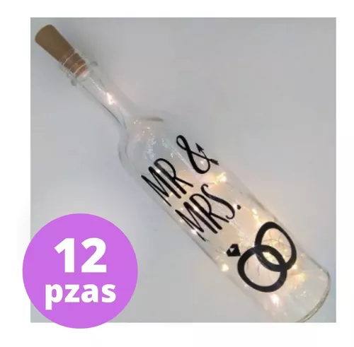 12 Botellas Personalizadas Centro De Mesa Para Boda Con Luz