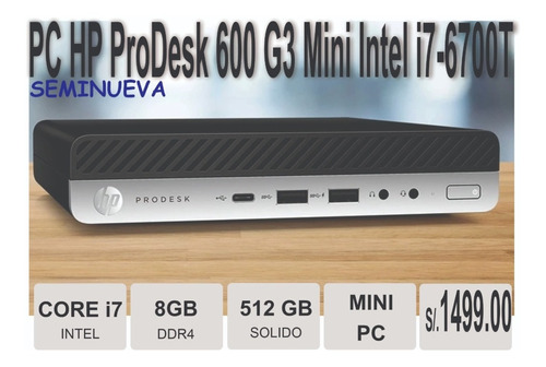 Hp Prodesk 600 G3 Mini I7 6ta, 8gb Ddr4, 512 Ssd, Wifi 