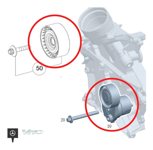 Imagen 2 de 8 de Tensor Y Polea Poli V Para Mercedes Vito W447 Om274 Nafta