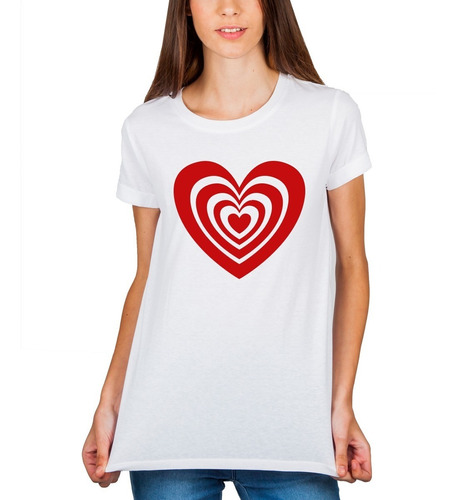 Playera Mujer Corazon Lineas Rojas Diseño 61 Playeras Beloma