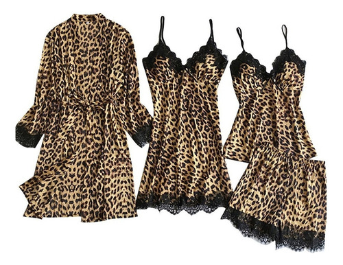 Conjunto Albornoz Sexy Estampado De Leopardo Para Hombre [u]