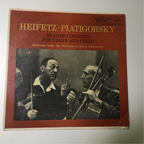 Heifetz Piatigorsky Brahms Concerto For Violín & Cello Lp