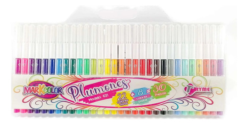 24pz De Plumones Colores Vivos Punta Brush Papeleria Tryme