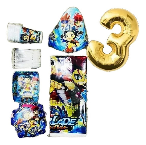 Kit Decoracion Beyblade Para 12 Niños + Obsequio