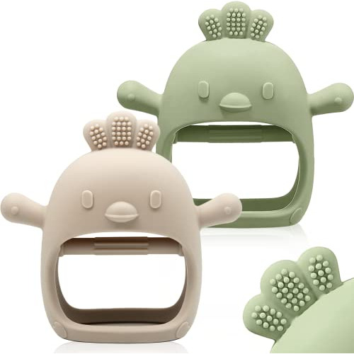 2 Packs Baby Teething Toy Silicone Teething Mitten For ...