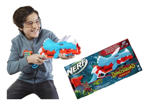 Nerf Lanzador Dinosquad Pistola 12 Dardos Dinosaurio Tricera