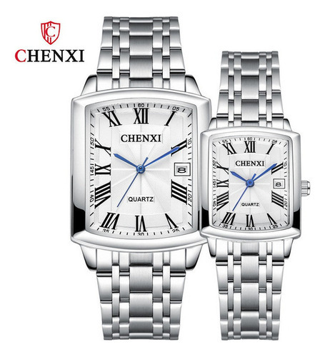 Relojes Chenxi Business Square para pareja, 2 piezas, color de fondo blanco
