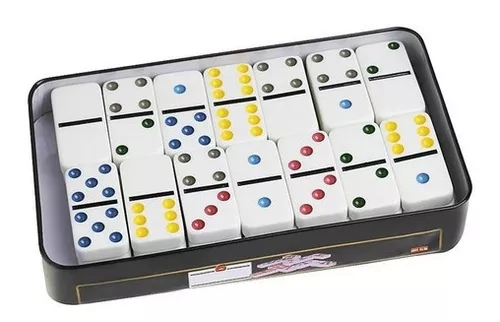 Jogo De Domino Com Estojo Em Lata 28 Peças Diversão Garantida