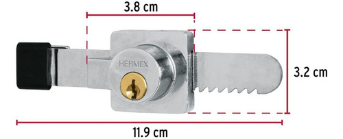 Cerradura Para Vidrio Vitrinas Tipo Serrucho Hermex