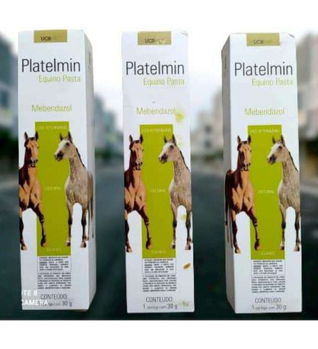 Ucbvet Platelmin Vermífugo para Equinos Kit com 3 Unidades