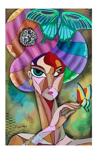 Vinilo 50x75cm Mascaras Caras Arte Watercolor Paint P1