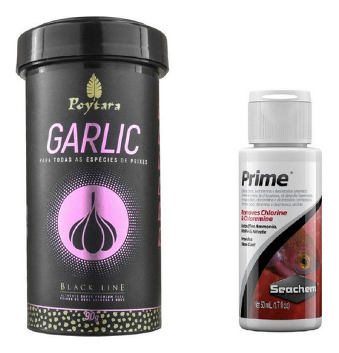 Kit Ração Poytara Garlic 90g + Seachem Prime 50ml