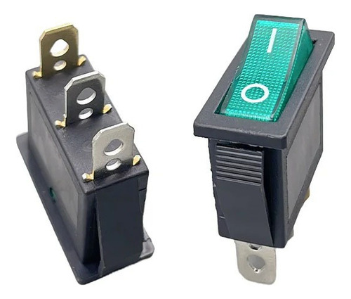 X20 Llave Tecla On-off Kcd3 Rocker 16a Neon Verde Rectangulo