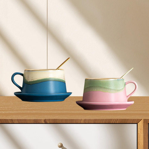 Taza De Café De Té Decoración Del Hogar Con Una Azul
