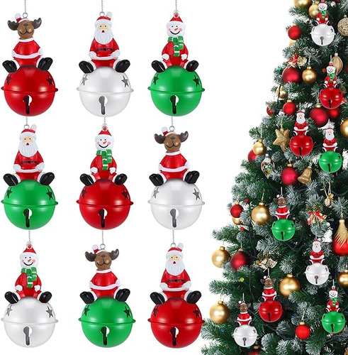 Juego De 9 Adornos De Campana De Navidad Decoracion De Arbol