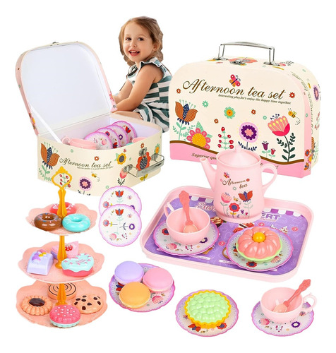 Set Juguete De Postre Niña Tarde De Té Comidita Estuche 42pz