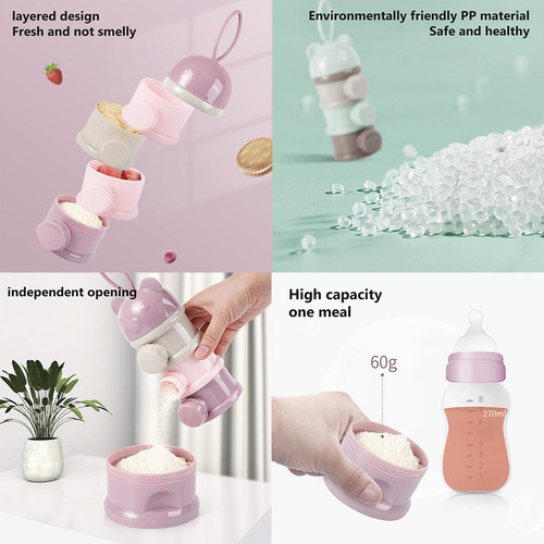 Dispensador De Leche En Polvo Portátil De 4 Capas Para Bebés