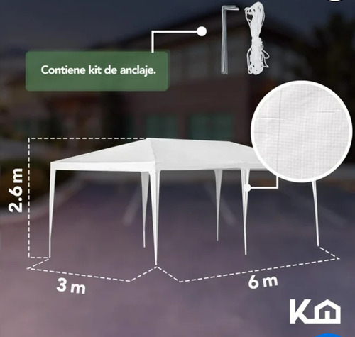 Toldo Gazebo Carpa Super Grande Uso Rudo Armable 3x6 Mts Blanco