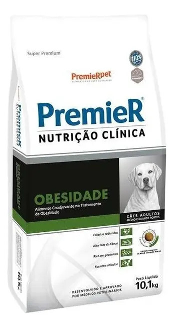 Ração Premier Nutrição Clínica Obesidade Cão Adulto Porte Médio e Grande 10,1kg