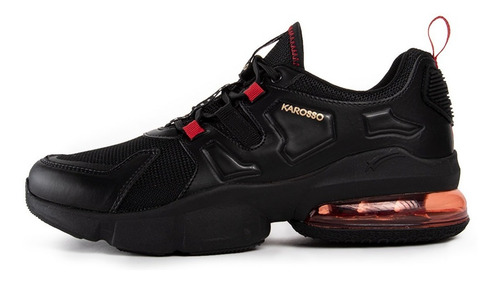Imagen 4 de 6 de Tenis Deportivo Karosso Mediasuela De Aire Negro Rojo M-503