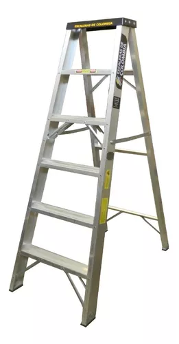 Escalera de tijera, aluminio, tipo II, 6 pasos