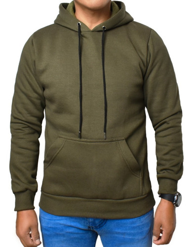 Imagen 6 de 6 de Buzo Canguro Hoodie Clásico Hombre Capucha Frizado Premium