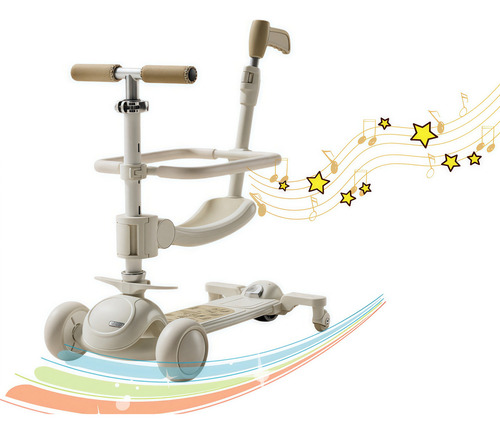 Scooter Plegable 4 Ruedas Con Asiento,ruedas Led,con Musica