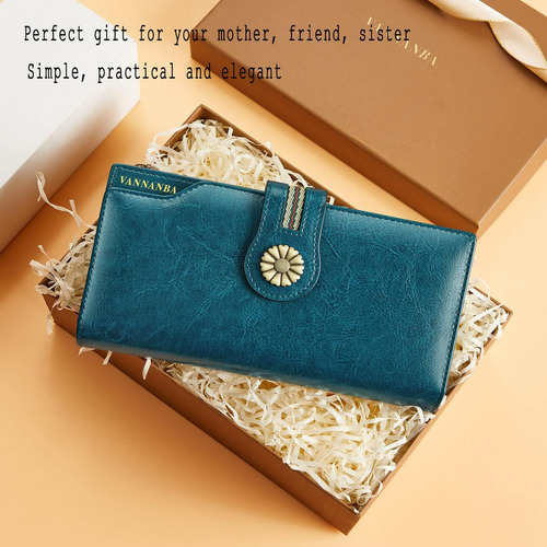 Vannanba Cartera Para Mujer Larga Y Grande Rfid De Cuero Enc