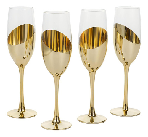 4 Copas Para Champaña (champagne) Con Tallo Metálico