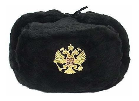 Ejército Ruso Kgb Militar  Gorro De Ushanka Negrom Insignia