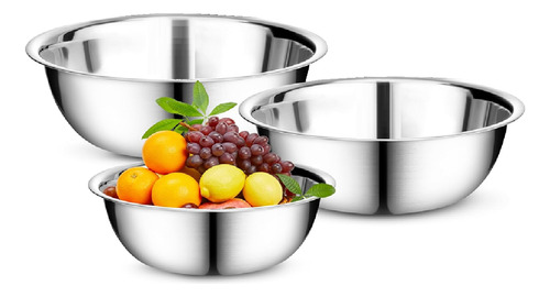 Set 3 Pzs Tazon Bowl 30cm Ensaladera Acero Inoxidable Cocina