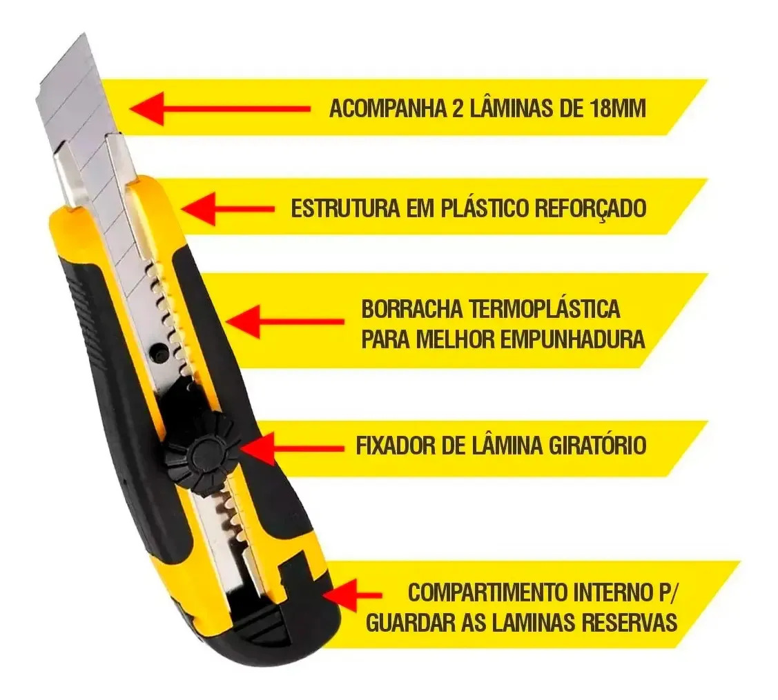 Kit 3 Estiletes Profissional 18mm Vonder Trava Giratoria
