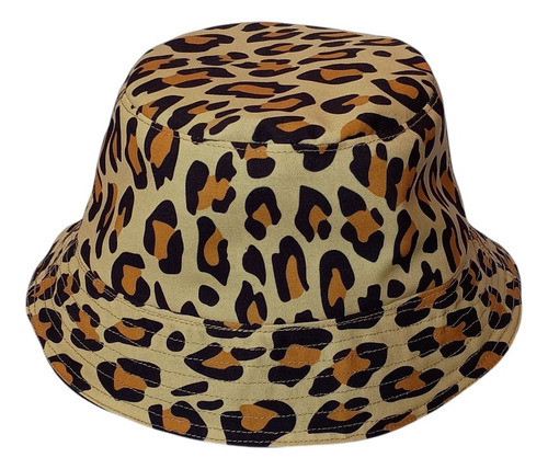 Gorra De Pescador Doble Vista Reversible Negro / Leopardo Negro Unitalla