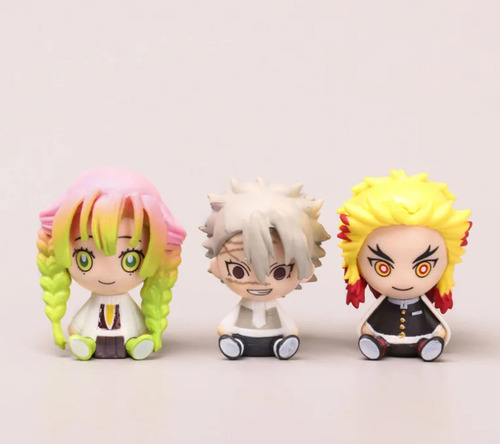 Juego De 6 Figuras De Acción De Demon Slayer, Versión Linda,