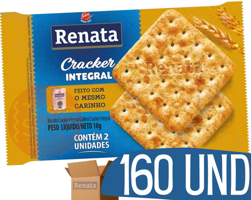 Biscoito Em Sache Cream Cracker Integral Bolacha Renata 160u