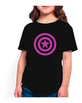 Comprar Poleras Niñas Estampadas Con Diseño Capitan America Escudo