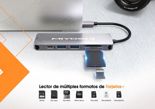 Imagen 7 de 10 de Adaptador Usb C Macbook Pro Air Hub Cable Hdmi 4k 6 En 1