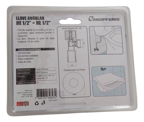 Llave Angular He 1/2 × 1/2 - Wc Hoffens