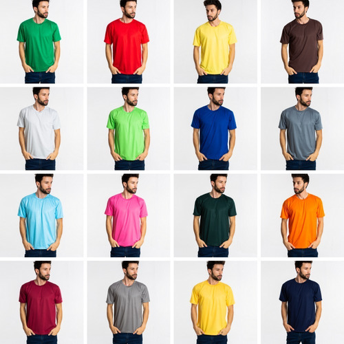 14 Camisetas Pv Malha Fria Coloridas Atacado P-m-g-gg