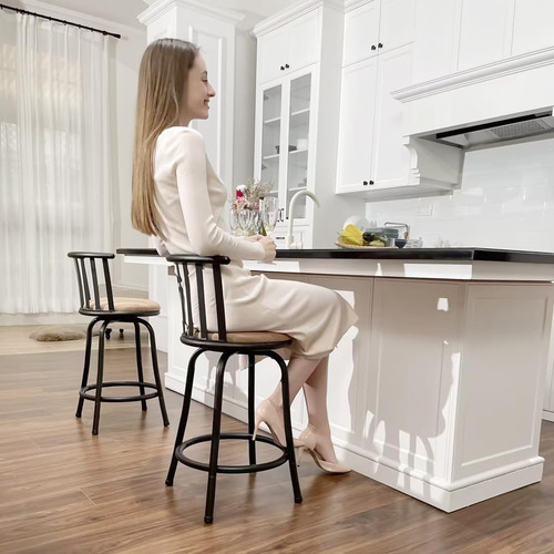 Furniturer Taburete De Cocina De Altura Sin Brazos Con