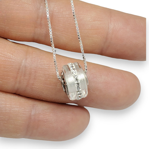 Dije Plata Charms Dona Capricho Transparente Cubic