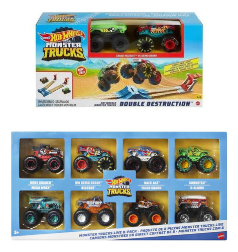 Monster Trucks Pack Pista + Set De 8 Autos Mattel Pnav