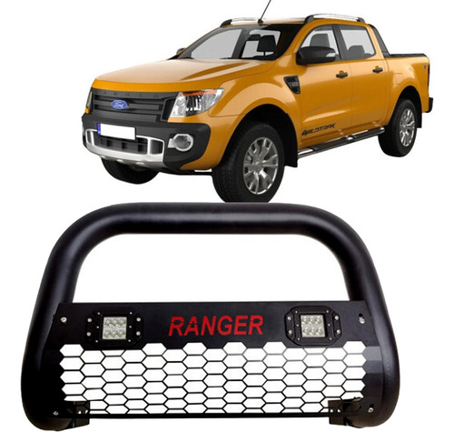 Defensa C/chapon Negro Y Led Ford Ranger 2013+